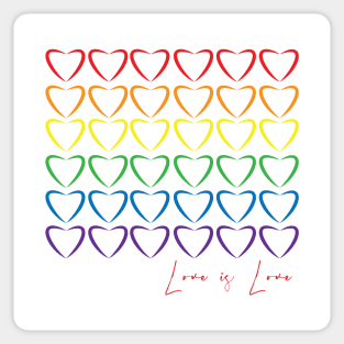 Rainbow Hearts: Love is Love Sticker